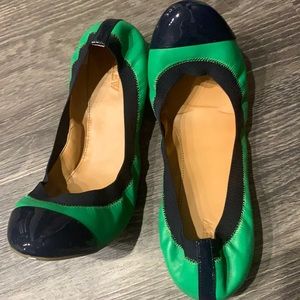 Green and navy flats never worn